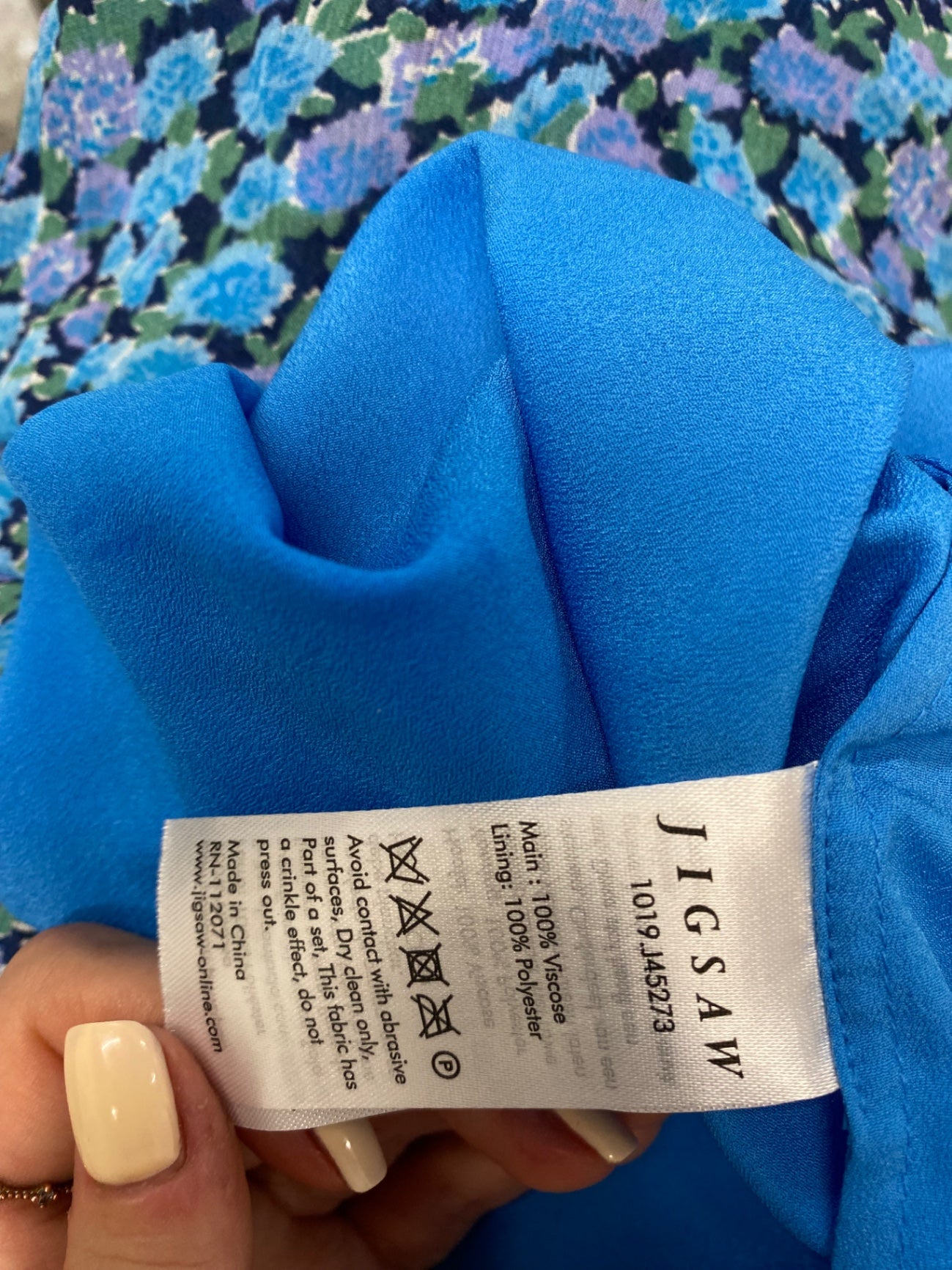 Fabulous Jigsaw Dress UK 14 Blue Floral summer SO001