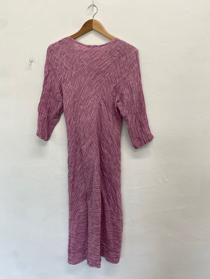 Fabulous Grizas Dress UK L Pink crinkle textured midaxi dress SO001