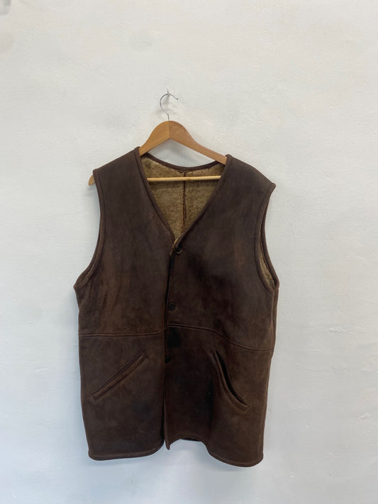 Fabulous Hide park Waistcoat UK XXL Brown leather shooting jacket SO001