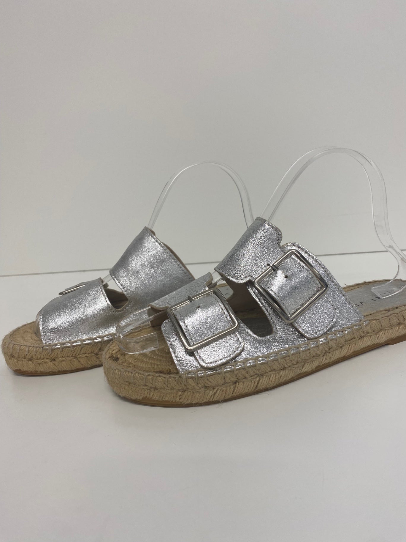 Fabulous Mint Velvet Ava Sandals UK6 Silver Espadrilles flats SO001