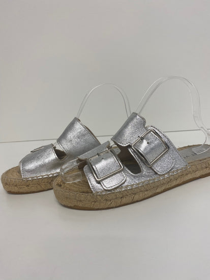 Fabulous Mint Velvet Ava Sandals UK6 Silver Espadrilles flats SO001