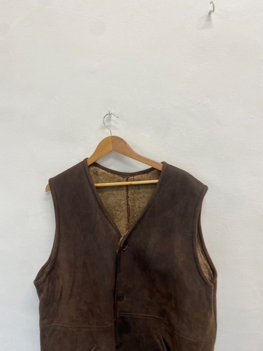 Fabulous Hide park Waistcoat UK XXL Brown leather shooting jacket SO001