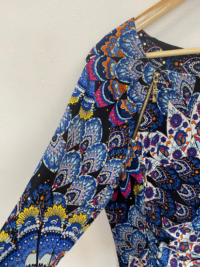 Fabulous Joseph Ribkoff Colourful Peacock Midi Dress UK18 SO001