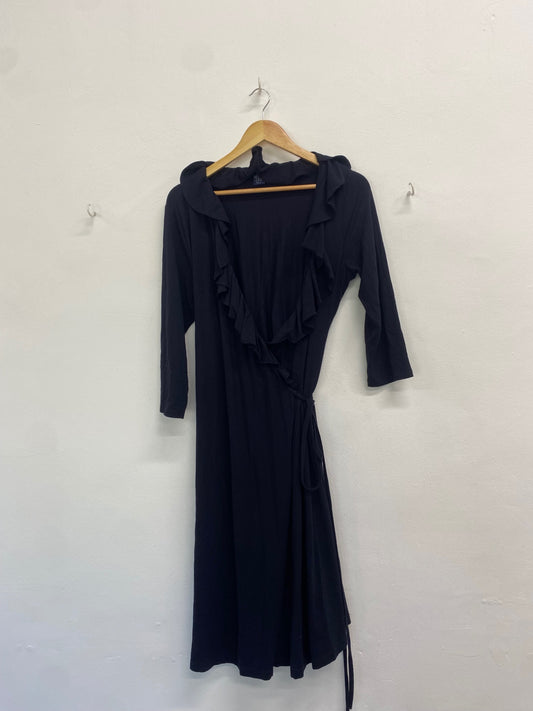 Fabulous GANT Maxi Dress UK XL Navy wrap frill hem HD440