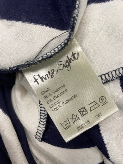 Fabulous Phase Eight Dress UK 14 Navy Blue and White striped HD440