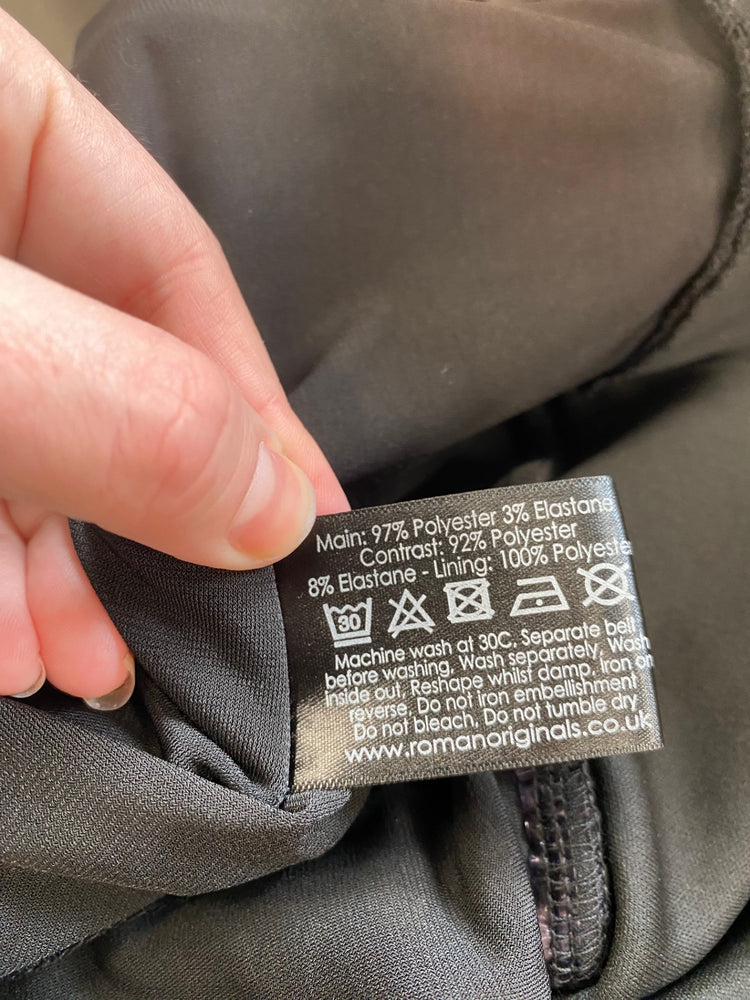 Fabulous Roman Black Velvet Studded Jumpsuit UK16 CM439