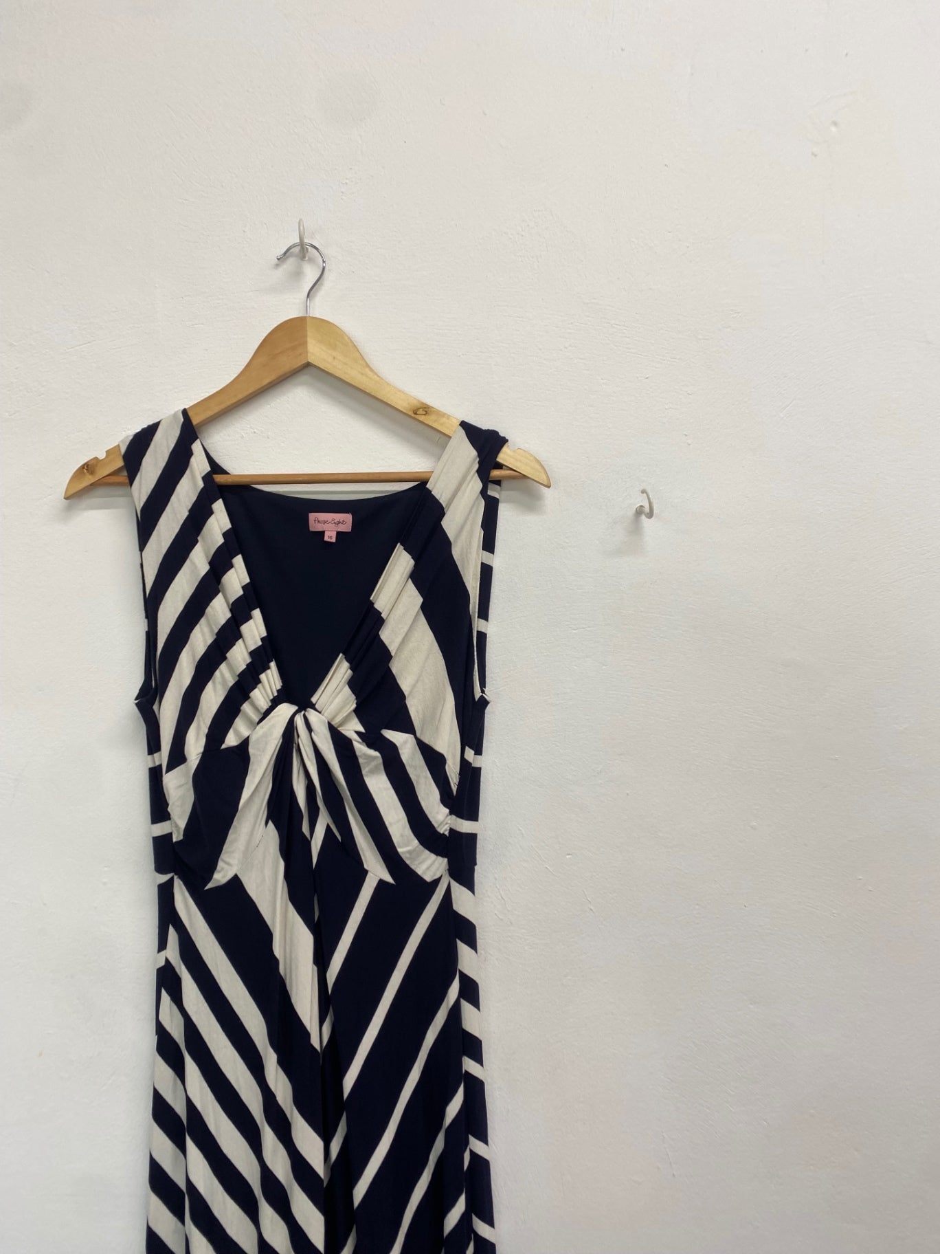 Fabulous Phase Eight Dress UK 14 Navy Blue and White striped HD440