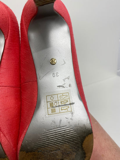 Fabulous Jacques Vert occasion party Peep Toe Heels Uk7 Coral Blush CM439