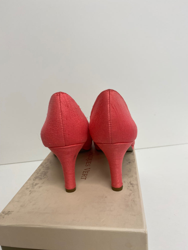Fabulous Jacques Vert occasion party Peep Toe Heels Uk7 Coral Blush CM439