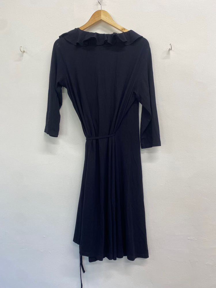 Fabulous GANT Maxi Dress UK XL Navy wrap frill hem HD440