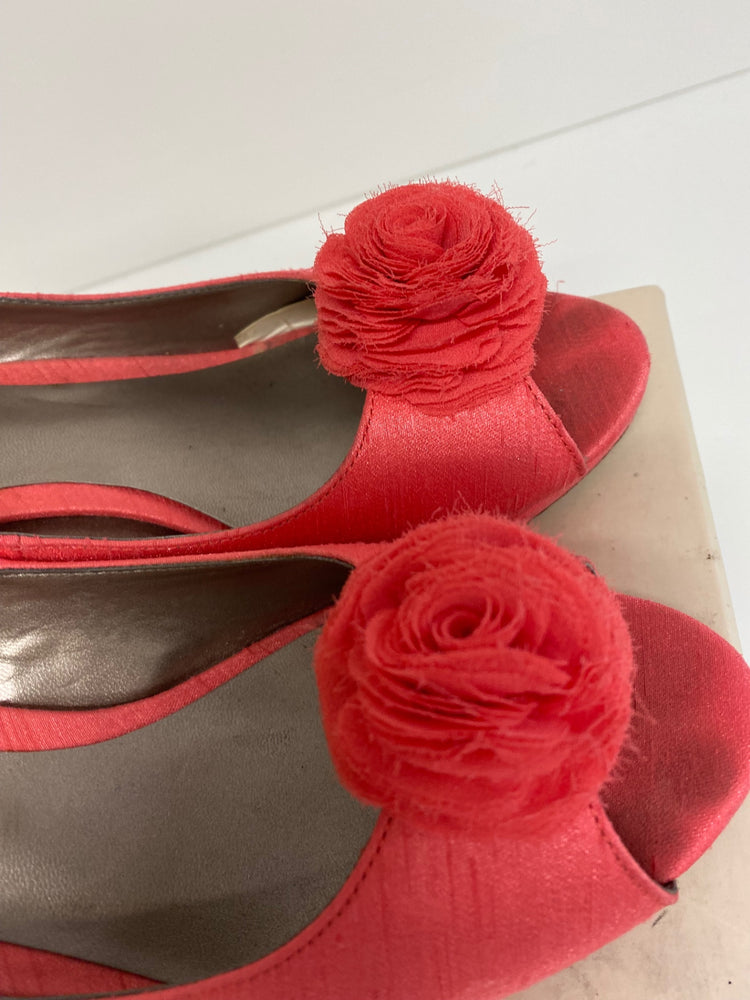 Fabulous Jacques Vert occasion party Peep Toe Heels Uk7 Coral Blush CM439