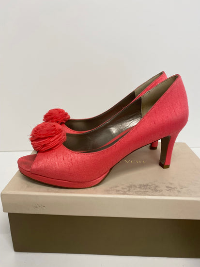 Fabulous Jacques Vert occasion party Peep Toe Heels Uk7 Coral Blush CM439