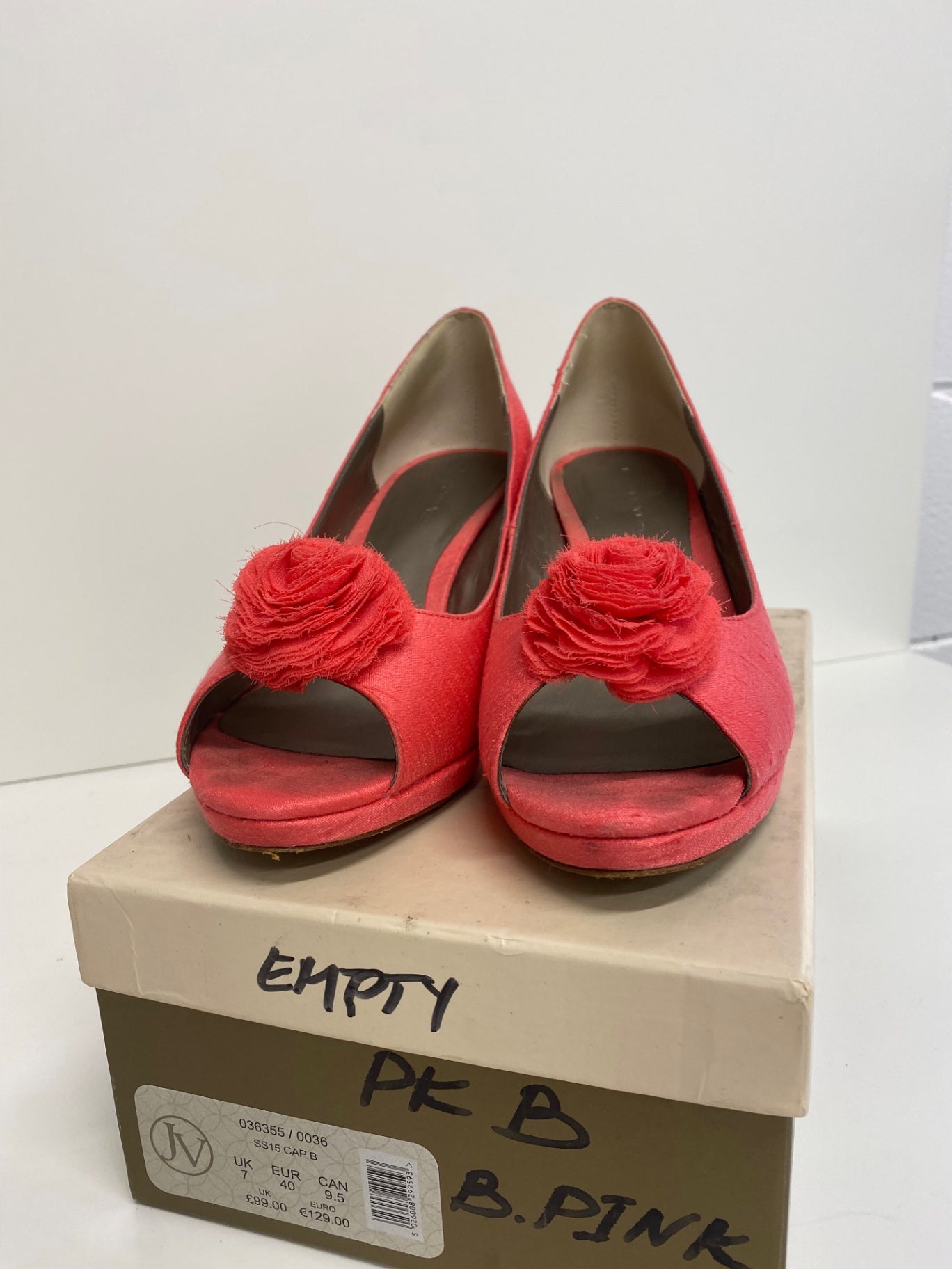 Fabulous Jacques Vert occasion party Peep Toe Heels Uk7 Coral Blush CM439