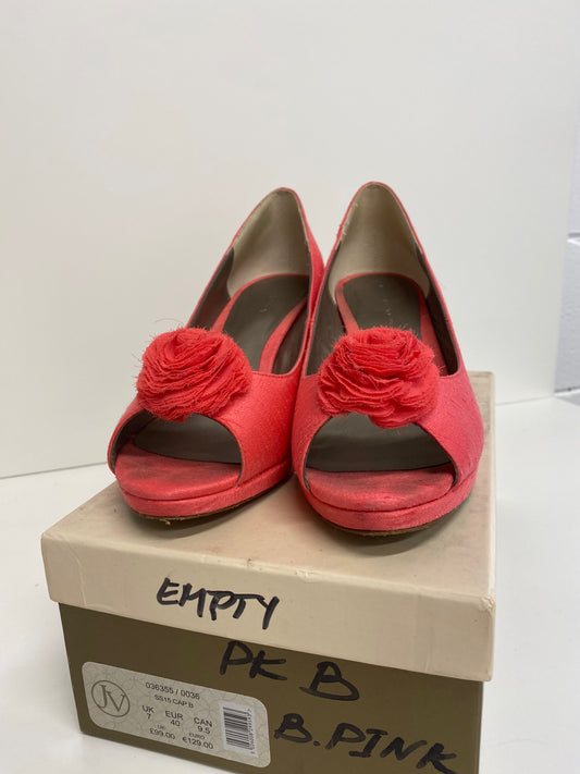 Fabulous Jacques Vert occasion party Peep Toe Heels Uk7 Coral Blush CM439