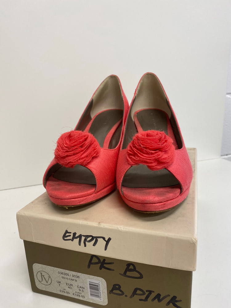 Fabulous Jacques Vert occasion party Peep Toe Heels Uk7 Coral Blush CM439