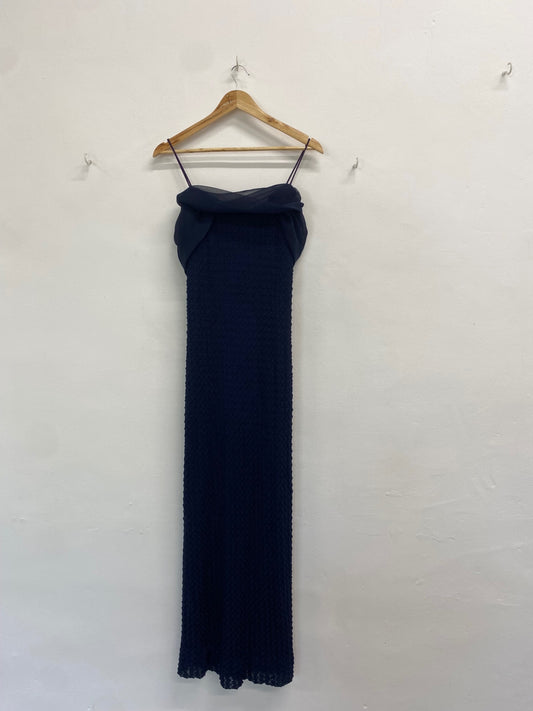 Fabulous Betsy & adam Dress UK 14 Navy blue maxi evening TM395