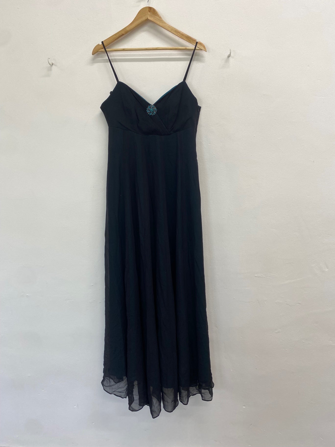 Fabulous Monsoon Dress UK 14 Black jewel maxi prom dress TM395