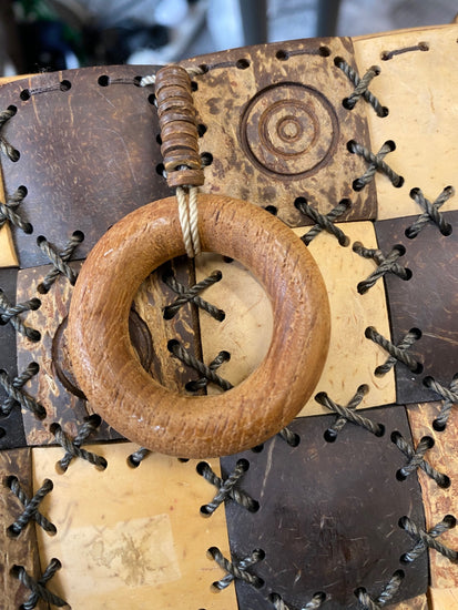 Fabulous Vintage 1980’s coconut & betul wood boho Cottagecore Handbag One size Brown TM395