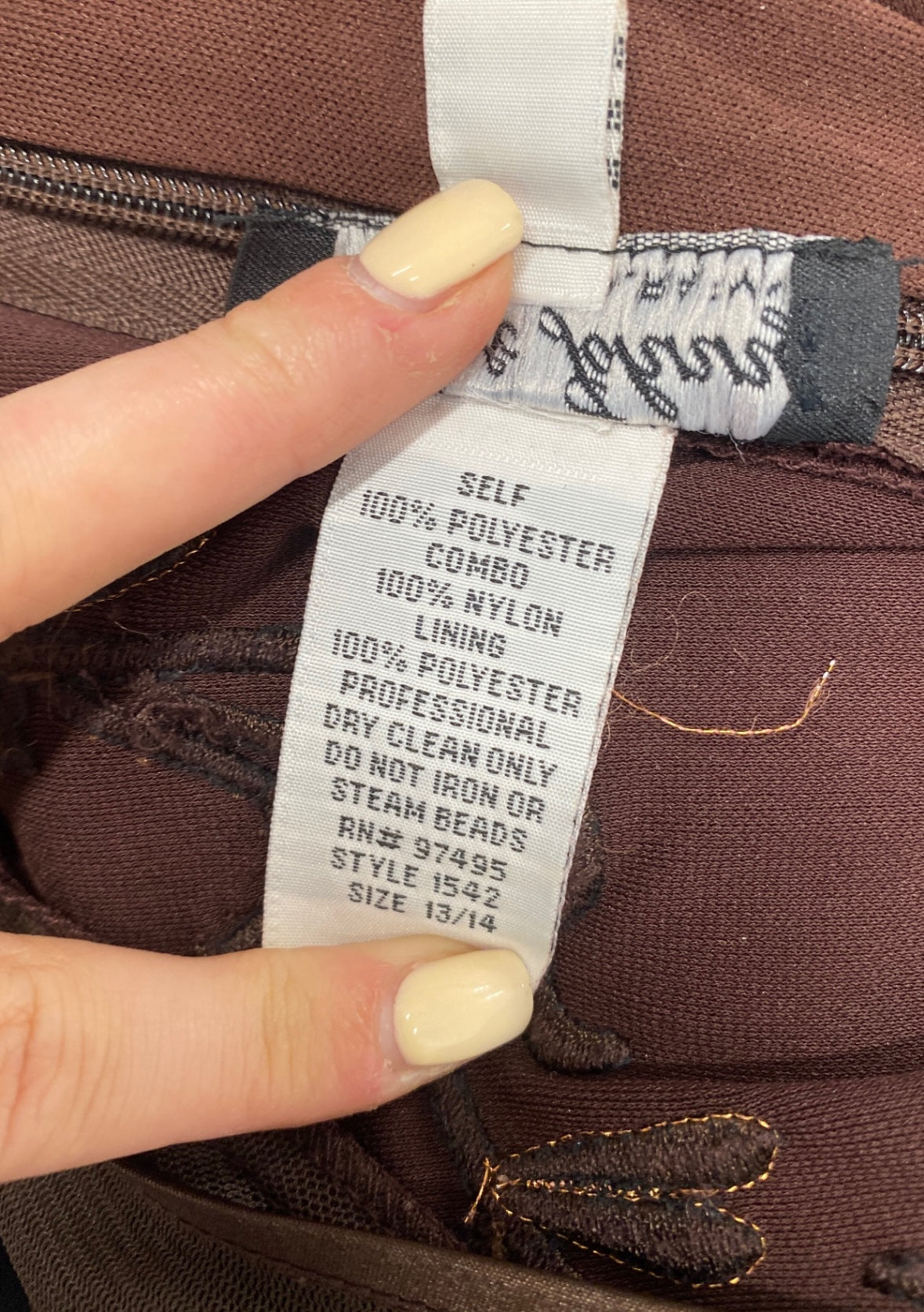 Fabulous Dave & Johnny Dress UK 14 Brown beaded maxi evening TM395