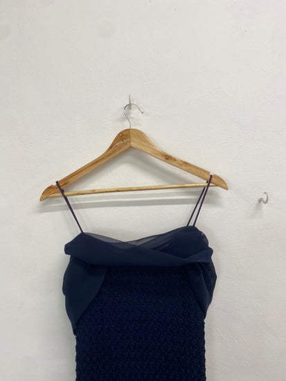 Fabulous Betsy & adam Dress UK 14 Navy blue maxi evening TM395