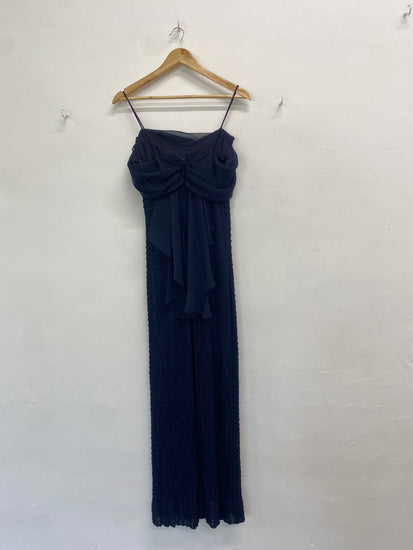 Fabulous Betsy & adam Dress UK 14 Navy blue maxi evening TM395