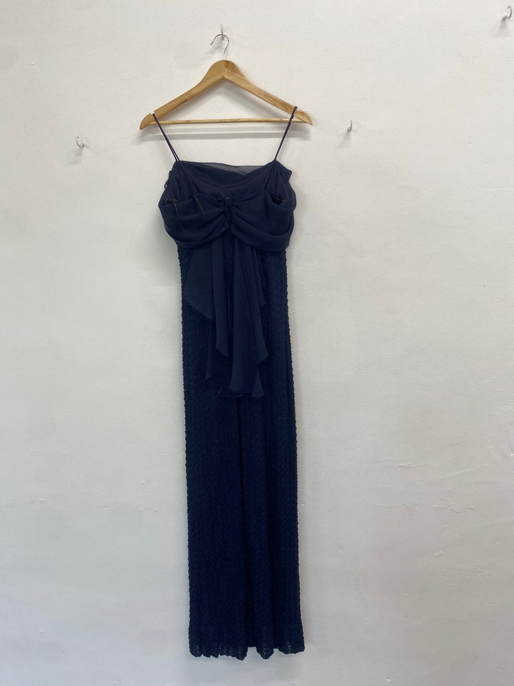 Fabulous Betsy & adam Dress UK 14 Navy blue maxi evening TM395