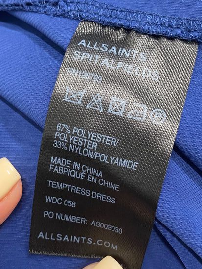 Fabulous All saints Spitalfields Temptress Dress UK 12 Blue CD434