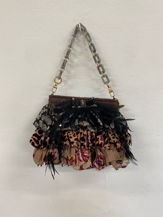 Fabulous Mary Frances Embellished Feather Accent Y2K Vibes Handbag Small NR001