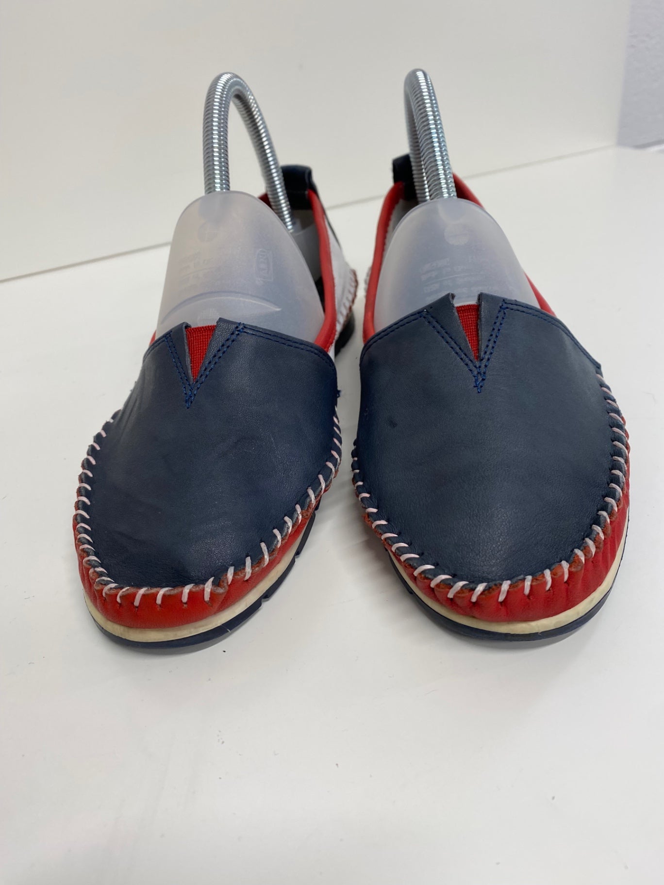 Fabulous Rikel handmade Loafers UK6 Navy & Red deck shoes NR001