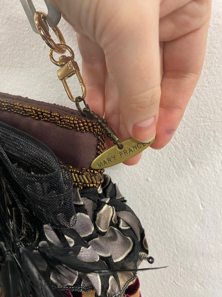 Fabulous Mary Frances Embellished Feather Accent Y2K Vibes Handbag Small NR001