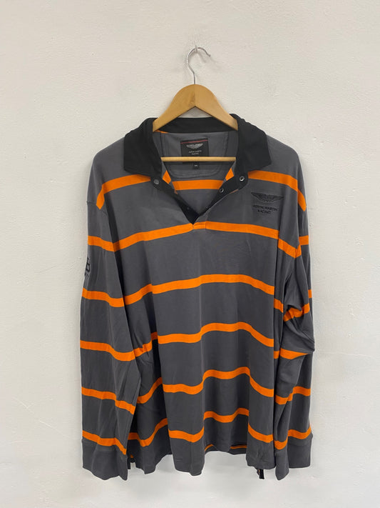 Fabulous Aston Martin by Hackett Grey Orange Stripe Jersey shirt UK XXL NR001