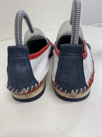 Fabulous Rikel handmade Loafers UK6 Navy & Red deck shoes NR001