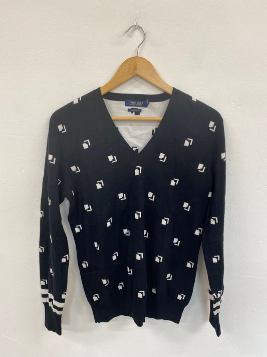 Fabulous Polo Golf Ralph Lauren Black Geo Golf Sweater UK M LO442