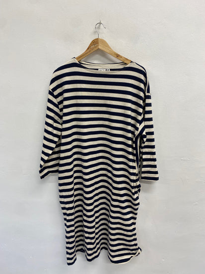 Fabulous Epitome Dress UK 16 Navy striped casual midi BS001
