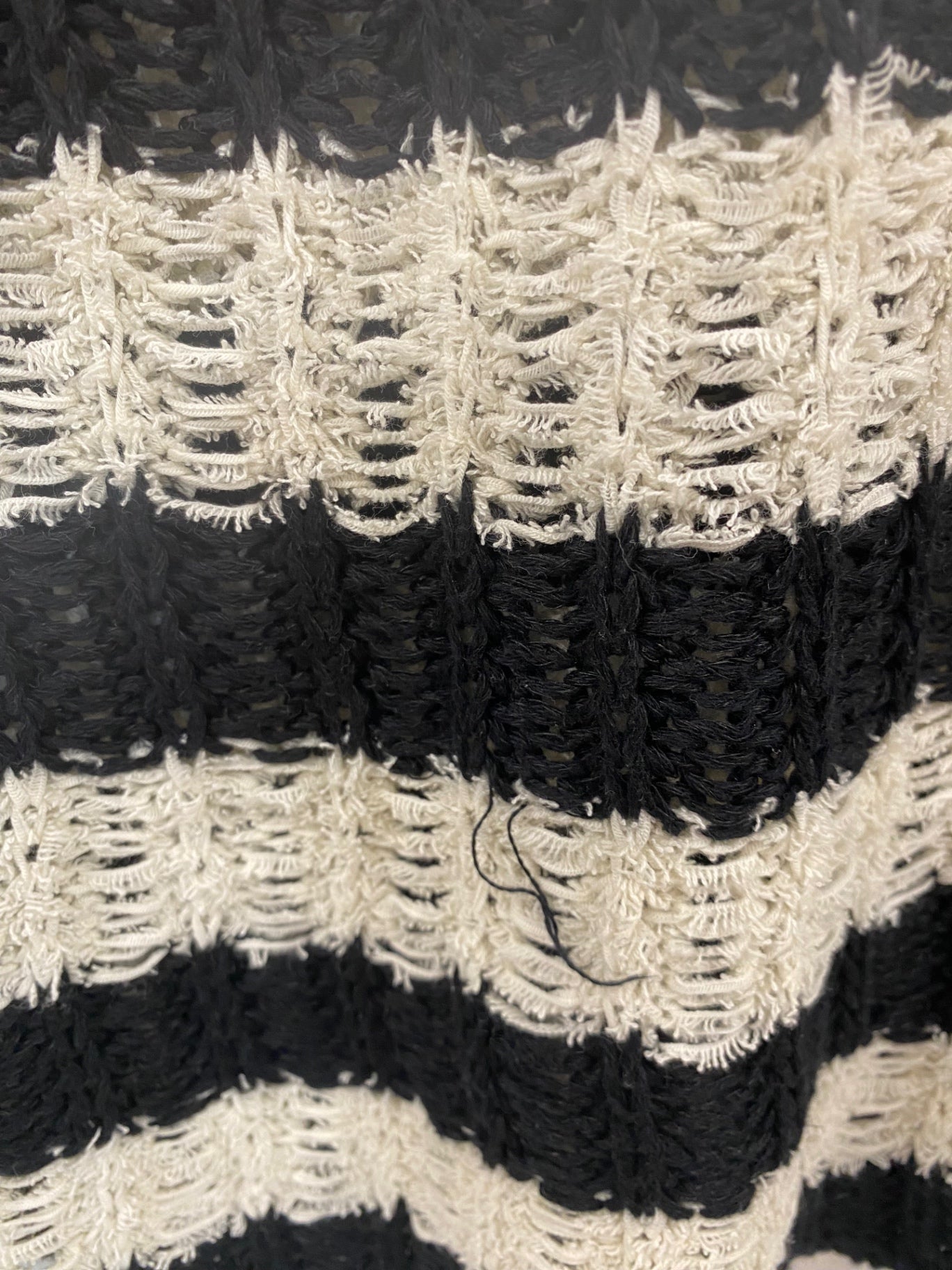 Fabulous Jigsaw Black & Cream Stripe Crochet Knit Jumper UK S LO442