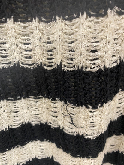 Fabulous Jigsaw Black & Cream Stripe Crochet Knit Jumper UK S LO442