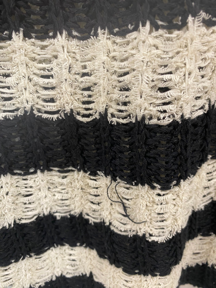 Fabulous Jigsaw Black & Cream Stripe Crochet Knit Jumper UK S LO442