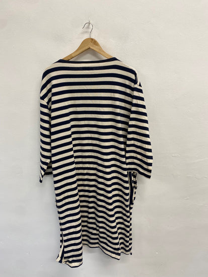 Fabulous Epitome Dress UK 16 Navy striped casual midi BS001