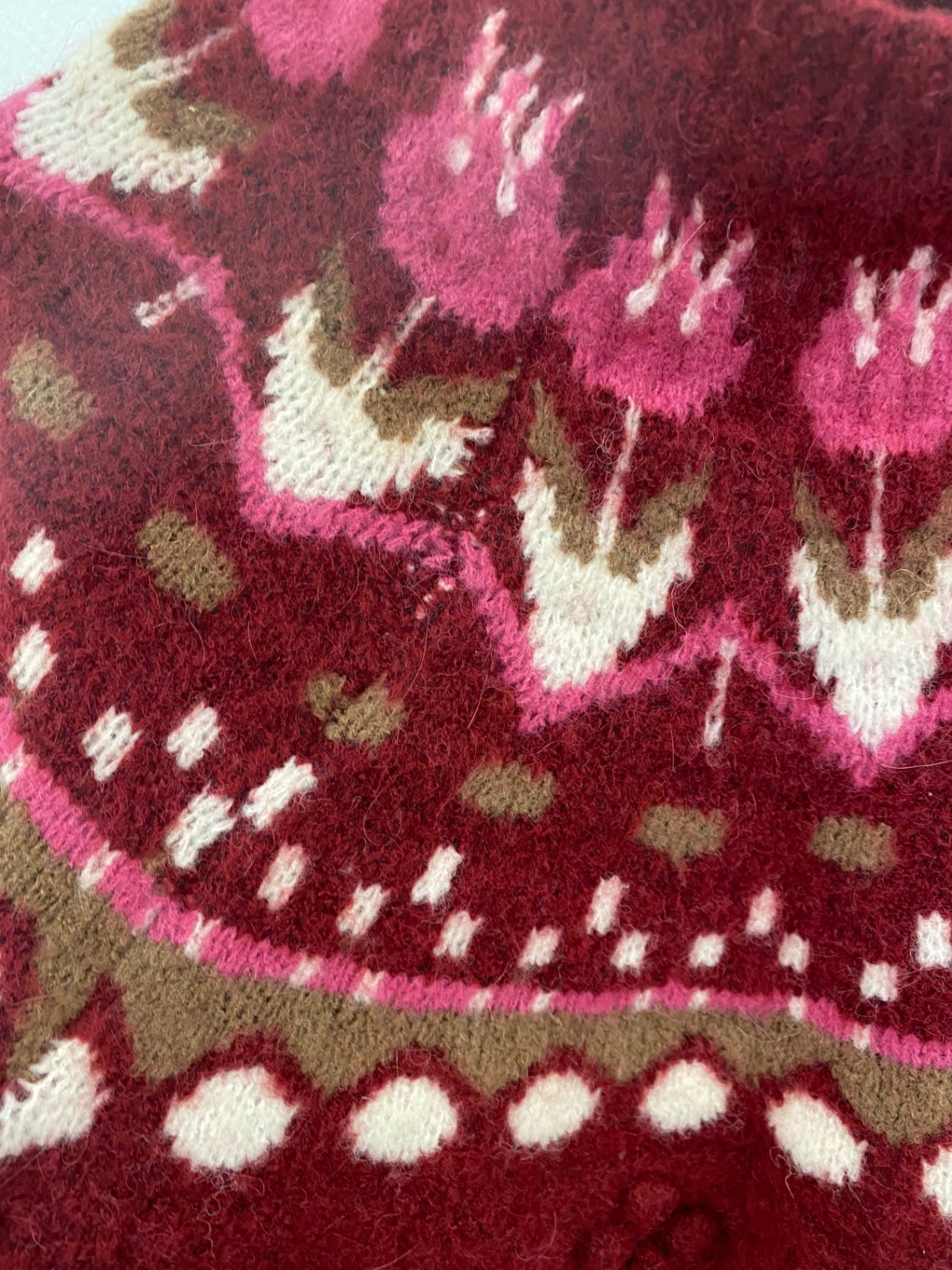 Fabulous Scotch & Soda Burgundy Tulips Cottagecore Jumper UK S LO442