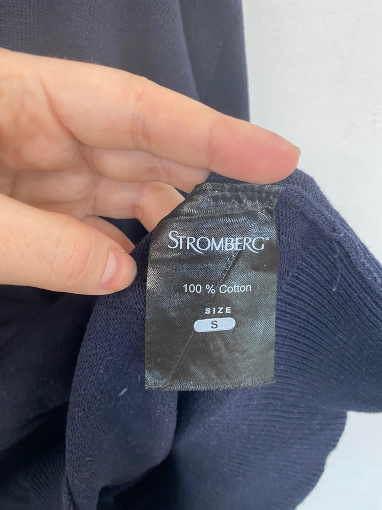 Fabulous Stromberg Navy Golf Quarter Zip Sweater UK S LO442