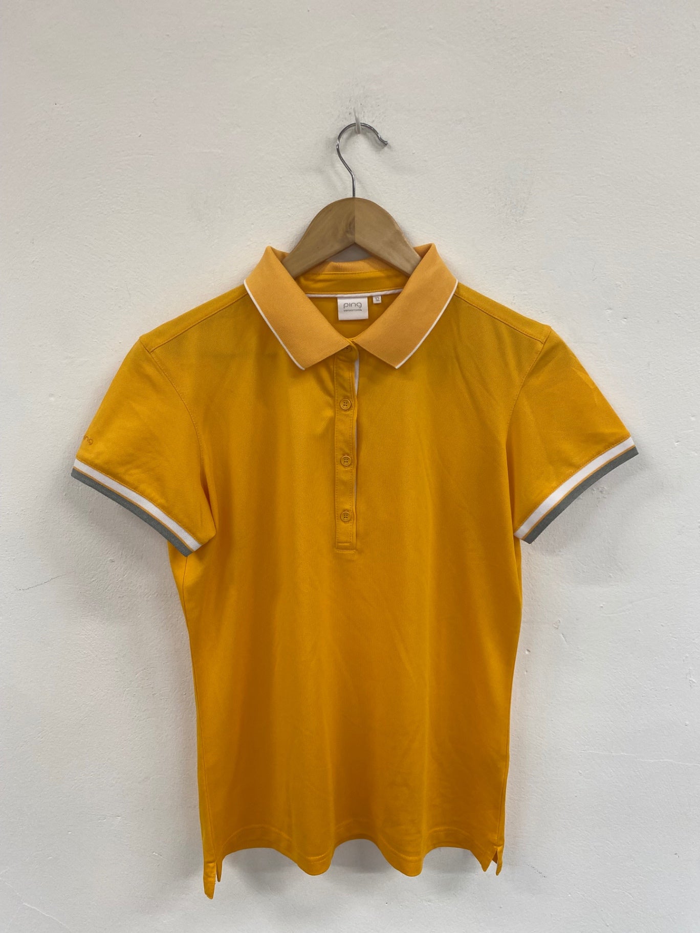 Fabulous Ping Sunshine Yellow Golf Polo Shirt UK12 LO442