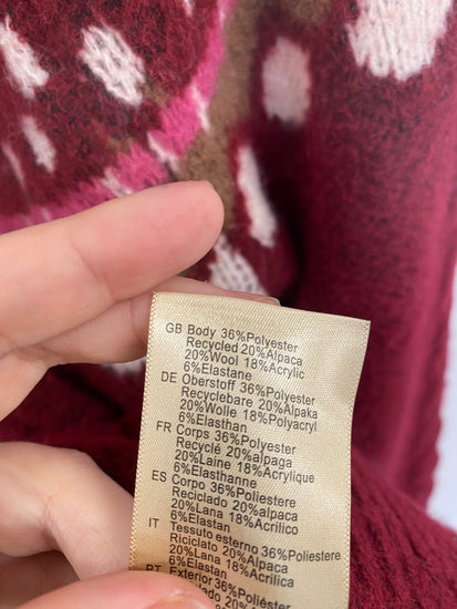 Fabulous Scotch & Soda Burgundy Tulips Cottagecore Jumper UK S LO442