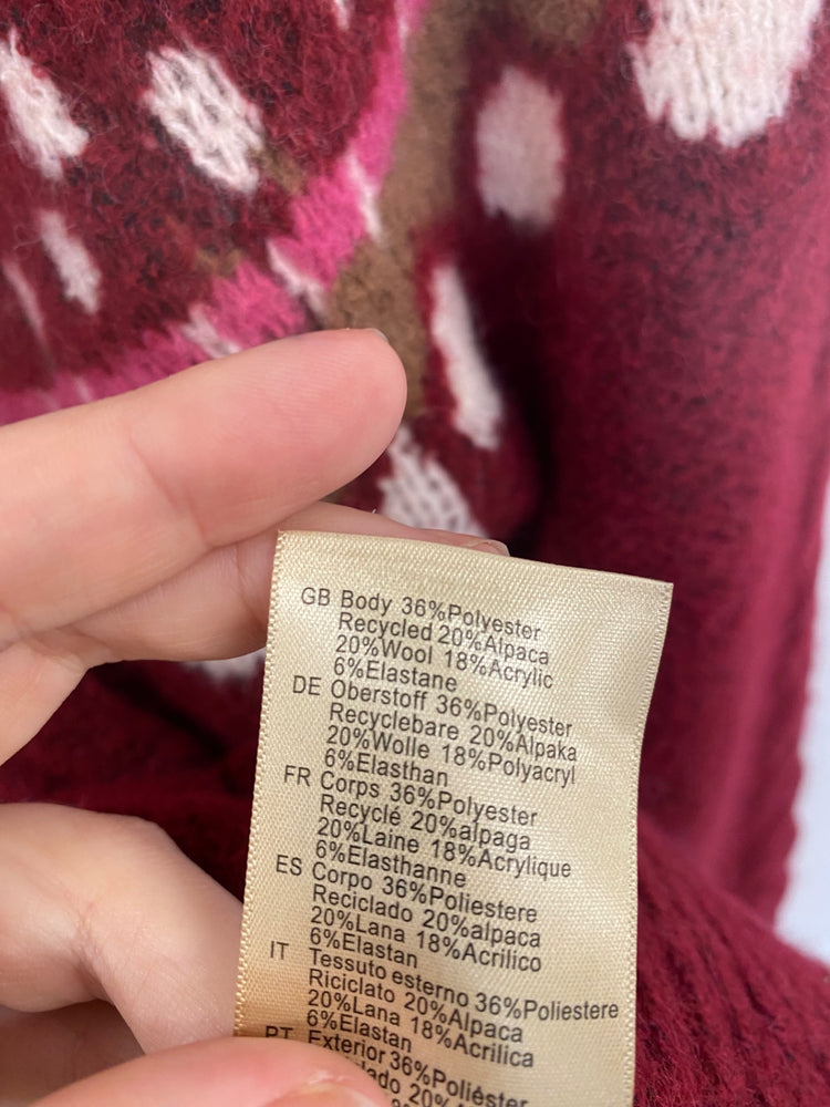 Fabulous Scotch & Soda Burgundy Tulips Cottagecore Jumper UK S LO442