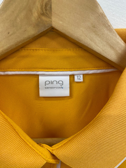 Fabulous Ping Sunshine Yellow Golf Polo Shirt UK12 LO442