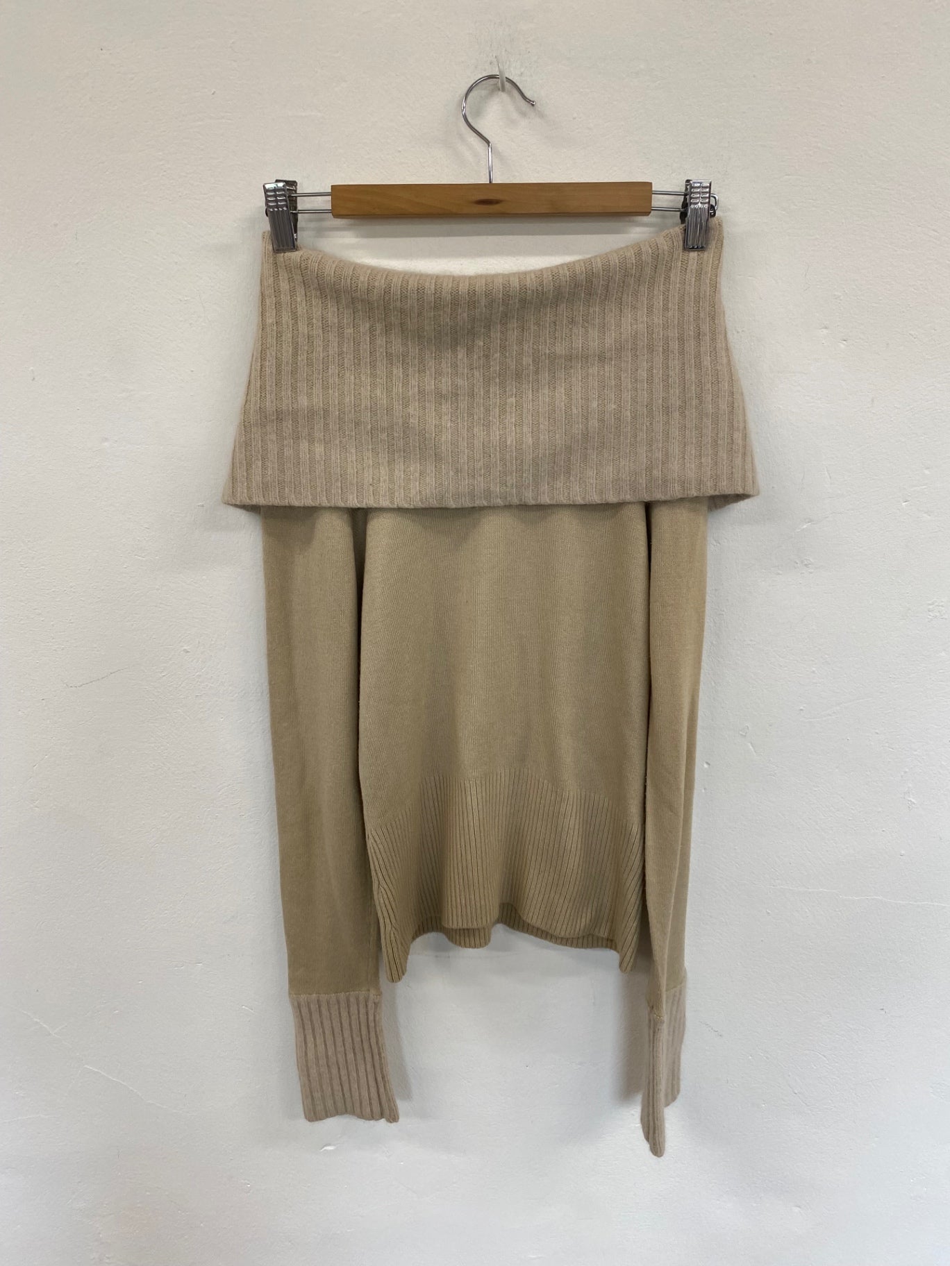 Fabulous Jane Norman Ecru Y2K Off-shoulder Angora Blend Jumper UK10 BT001