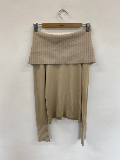 Fabulous Jane Norman Ecru Y2K Off-shoulder Angora Blend Jumper UK10 BT001