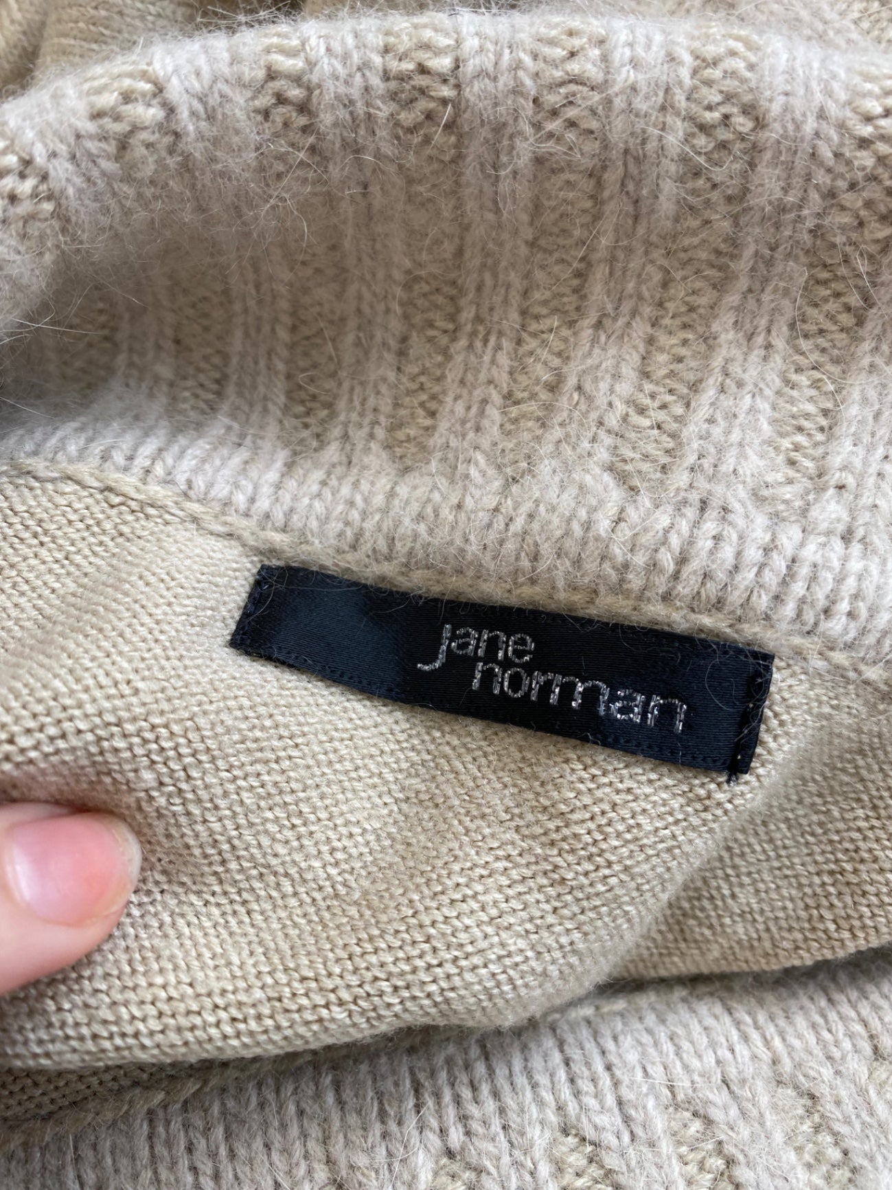 Fabulous Jane Norman Ecru Y2K Off-shoulder Angora Blend Jumper UK10 BT001