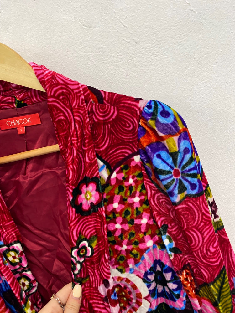 Fabulous Chacok cropped Jacket y2k vibe 1970s Uk 10 Pink floral BT001