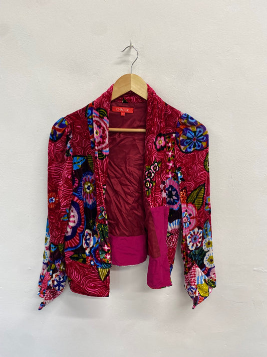 Fabulous Chacok cropped Jacket y2k vibe 1970s Uk 10 Pink floral BT001