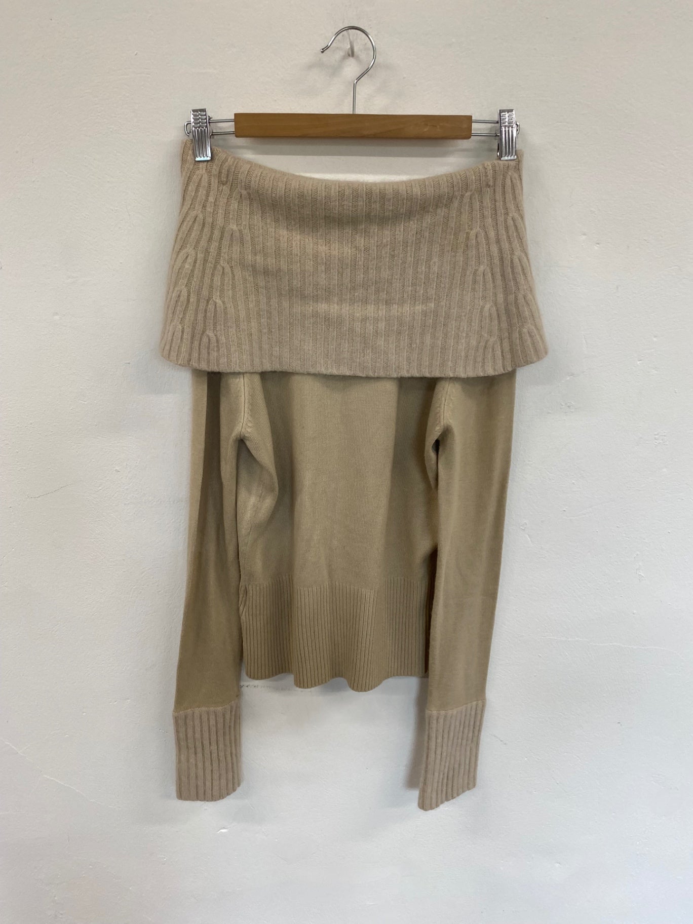 Fabulous Jane Norman Ecru Y2K Off-shoulder Angora Blend Jumper UK10 BT001